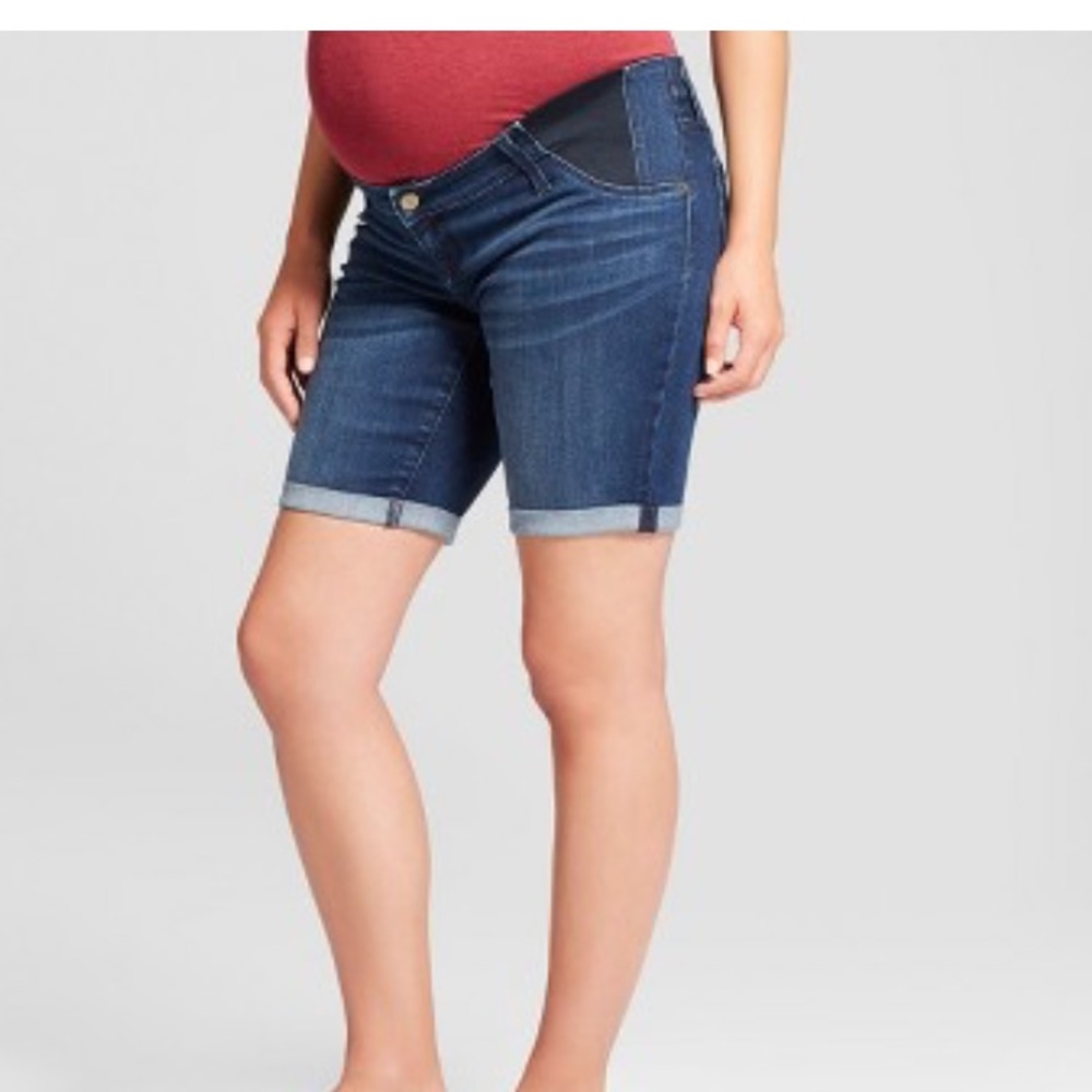 Maternity Inset Panel Bermuda Jean Shorts  14